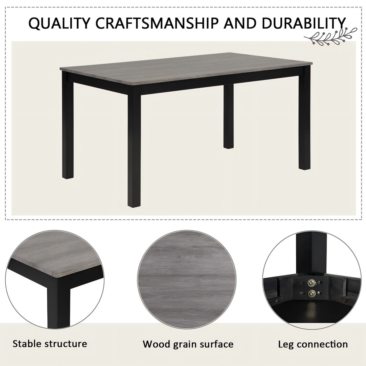 Modern Dining Table Set With Upholstered Chairs For Dining Room