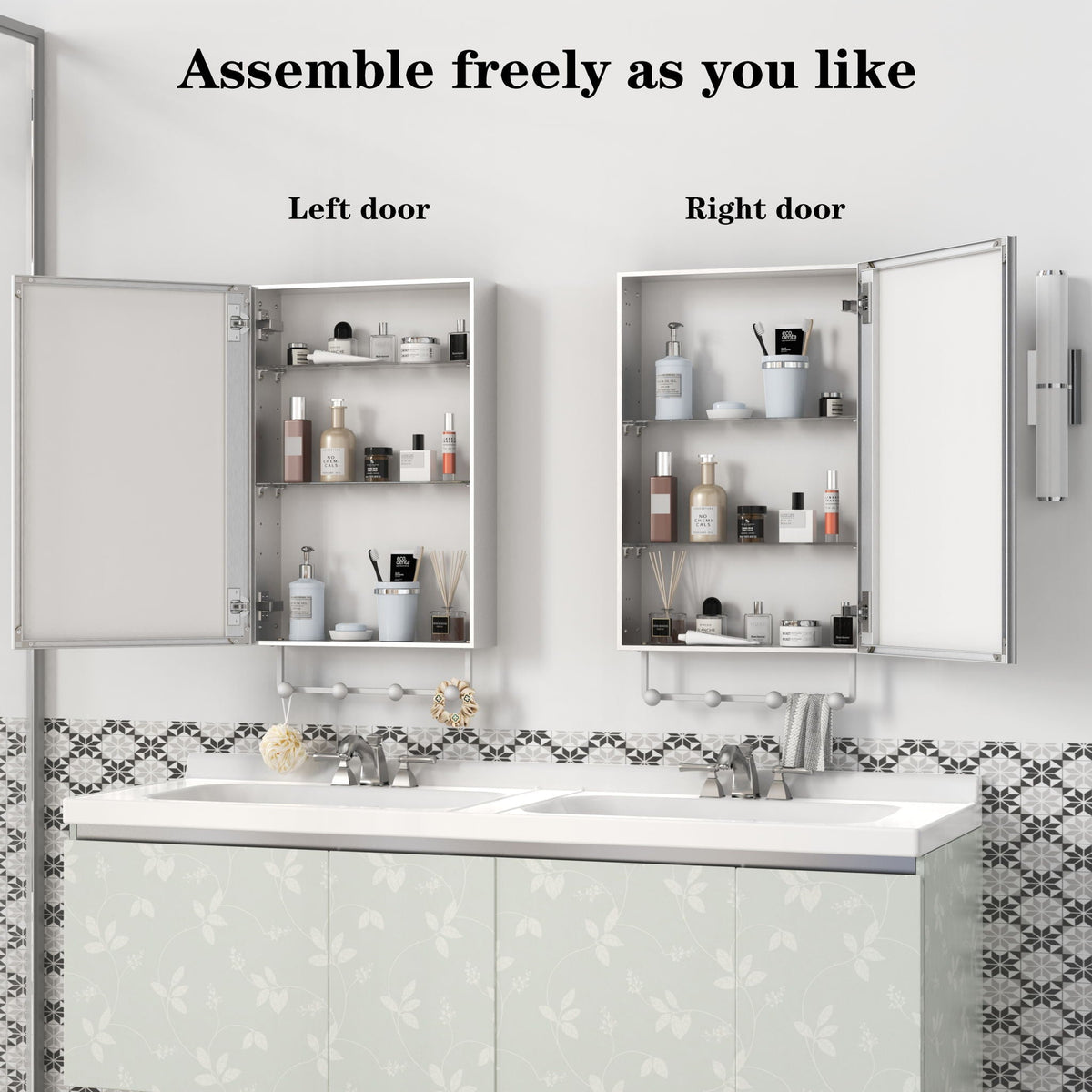 Medicine Cabinet, Wall Mounted Bathroom Mirror With Storage, Adjustable Shelves - Silver