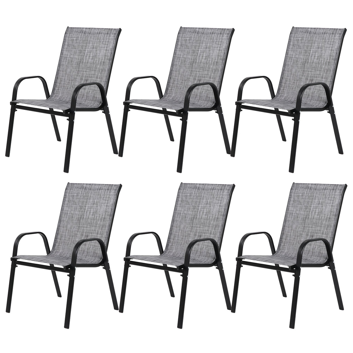 6 Piece Patio Chairs With Breathable Textilene Fabric