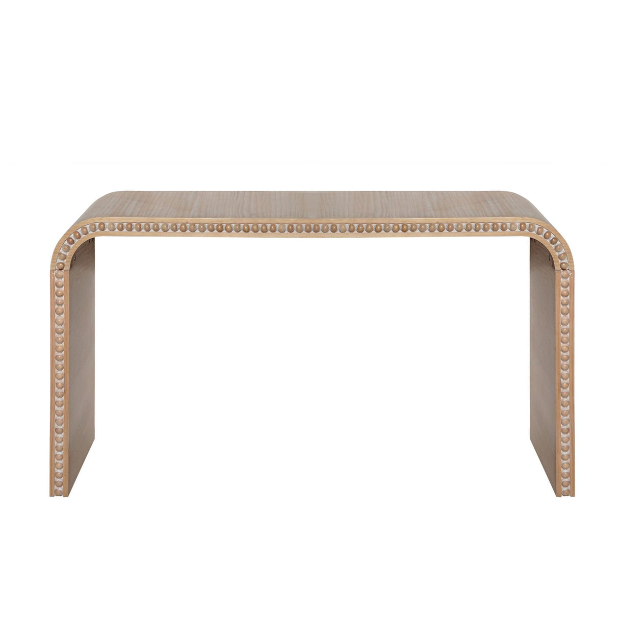 59in Console table with wood beads,curved waterfall-style table