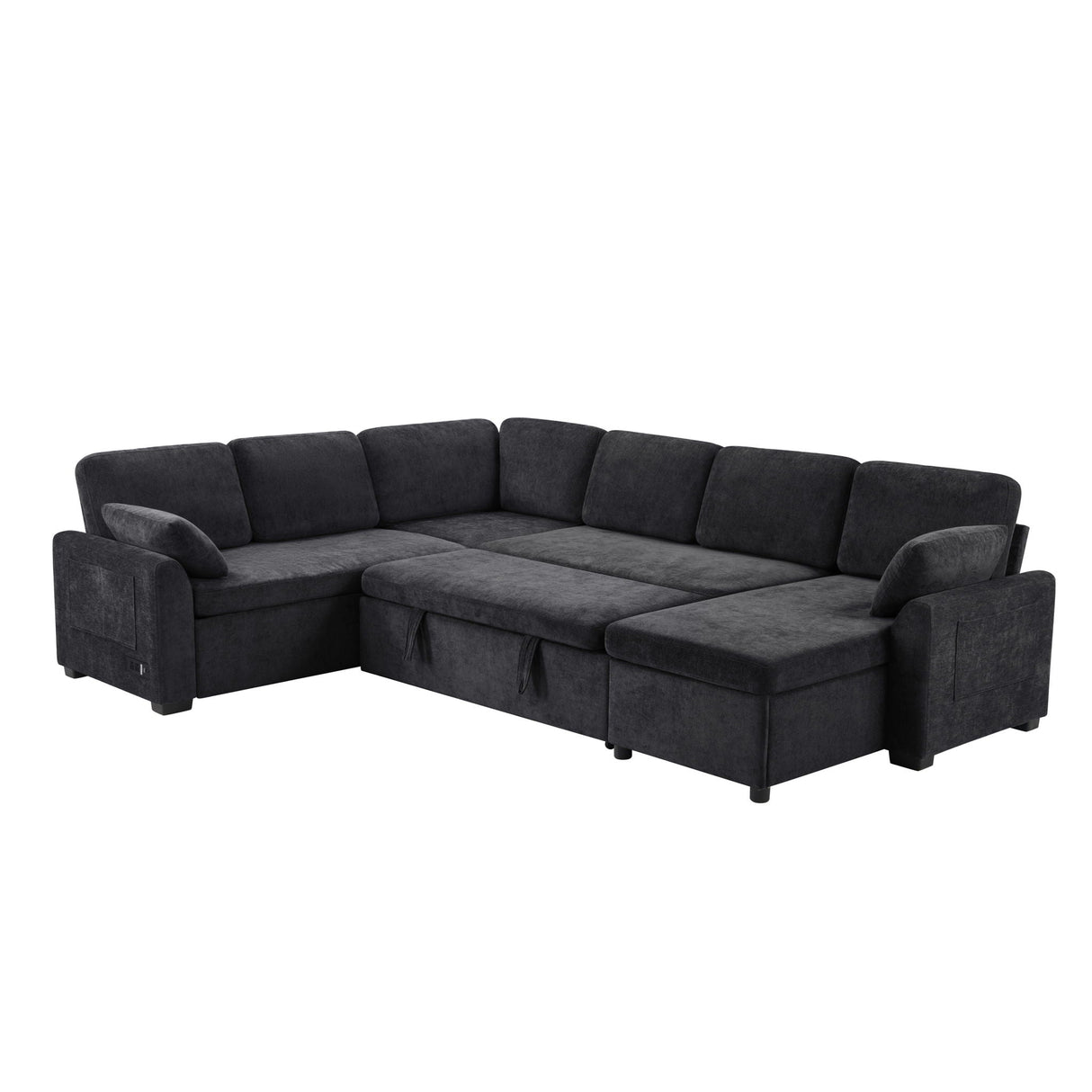Convertible U-Shaped Sectional Sofa Bed With Reversible Chaise