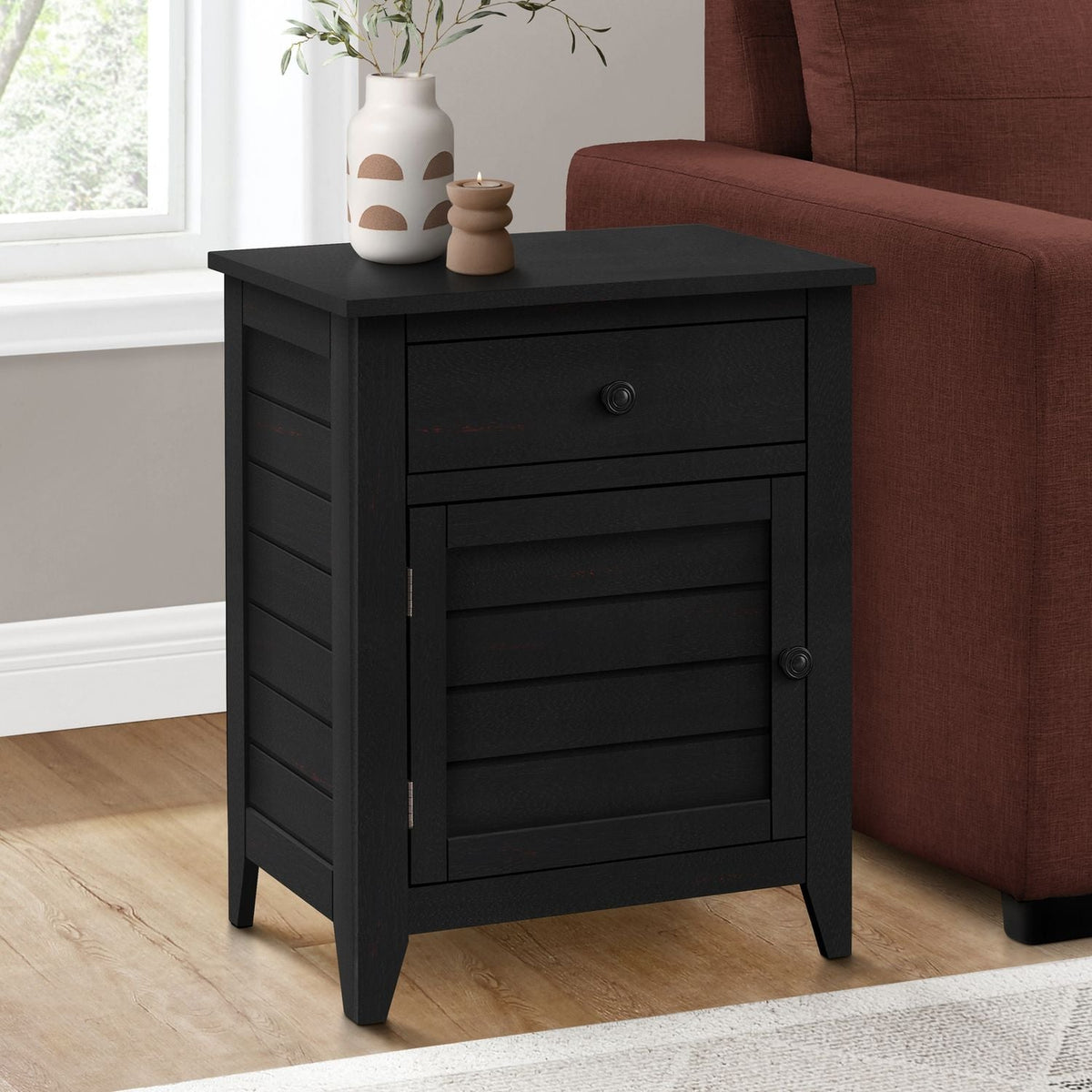 Accent Nightstand, Storage Drawer, Transitional