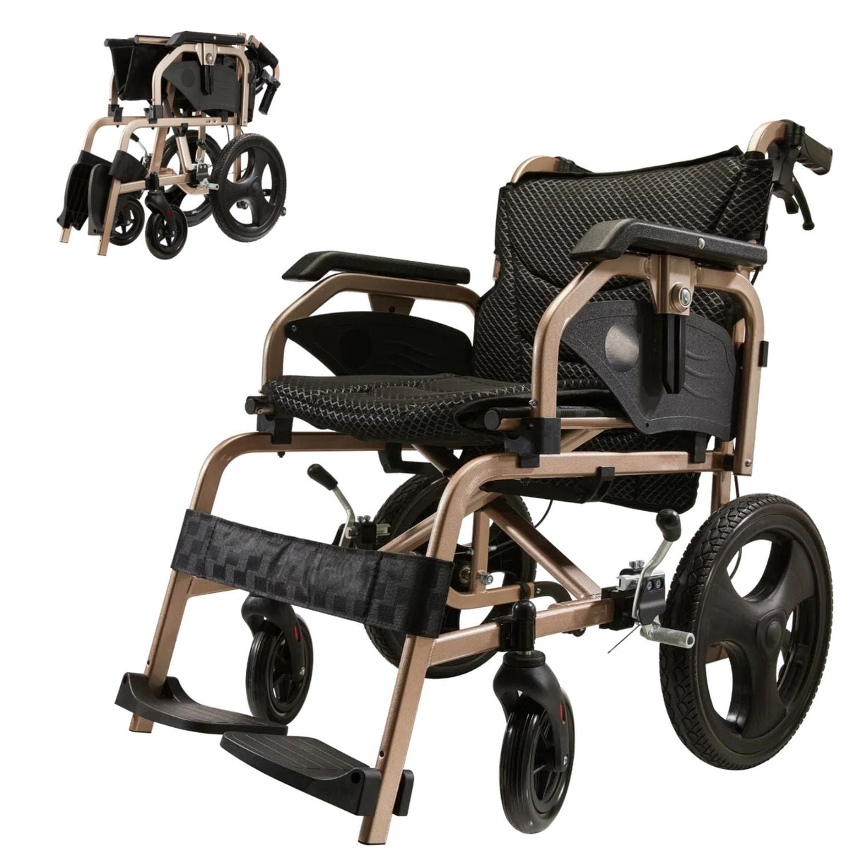 Lightweight Foldable Transport Wheelchair for Adults