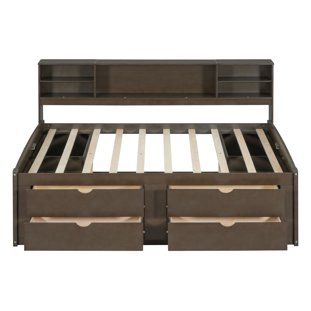 Daybed With 2 Bedside Cabinets, Upper Shelves And 4 Drawers