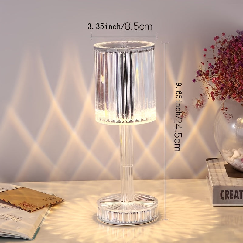 Crystal Touch Control Bedside Lamp – Dimmable USB LED Light with Rechargeable Battery