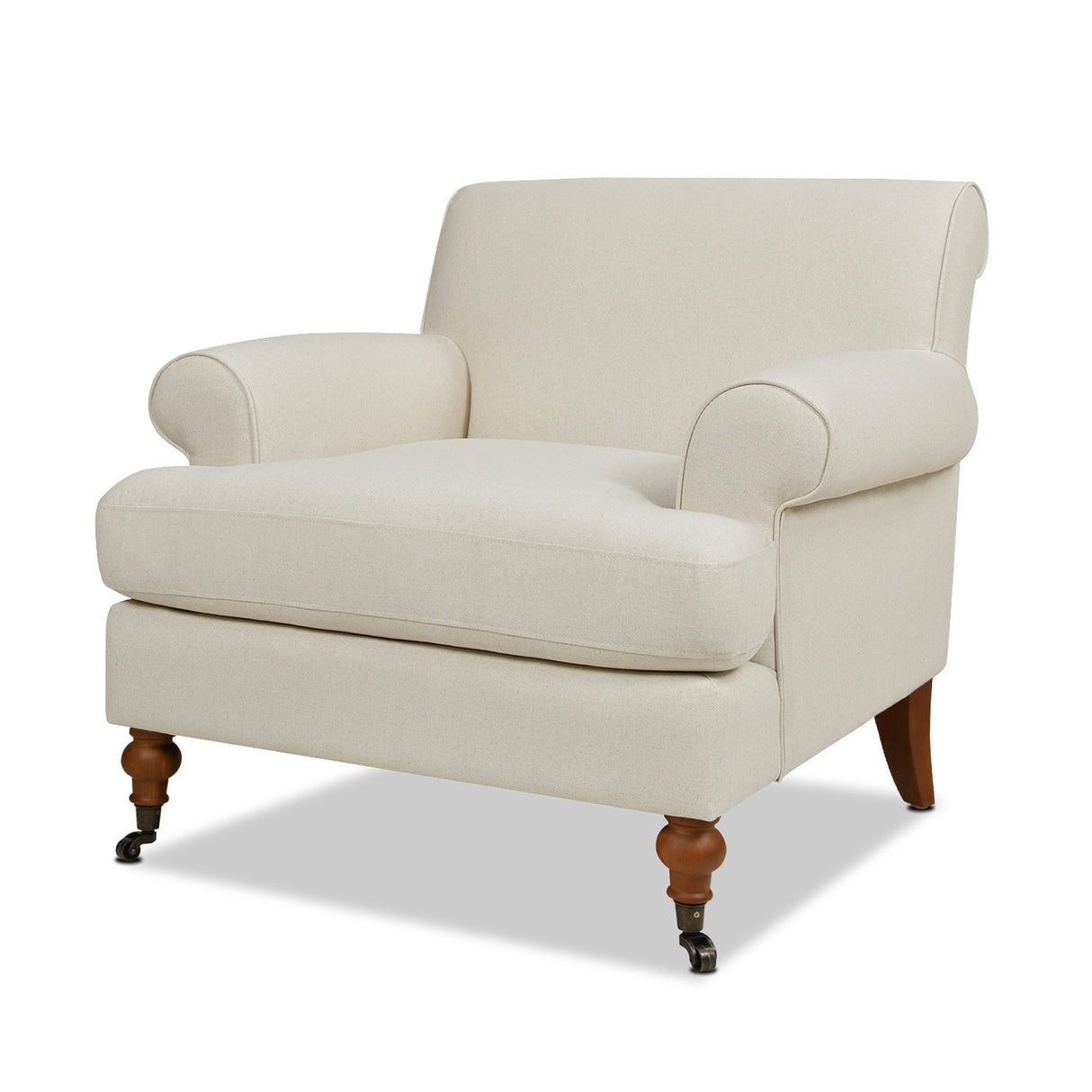 Alana 38' Lawson Accent Arm Chair Metal Casters, Light Beige Linen
