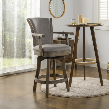 Williams-27in-Swivel-Counter-Height-Bar-Stool,-Heathered-Grey-Linen-Bar-Stools