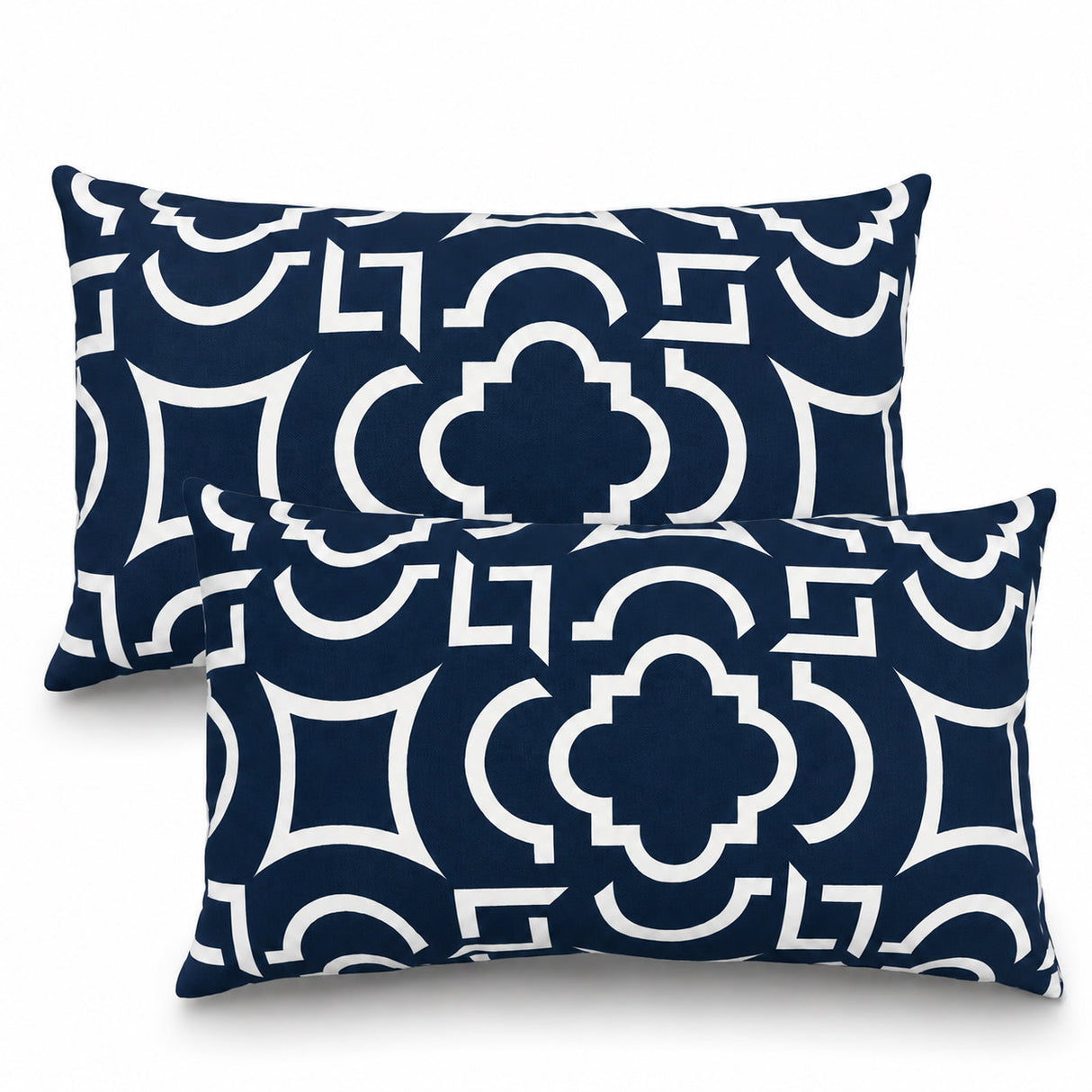 4 Pack Outdoor Lumbar Pillow with Inserts – Blue Trellis