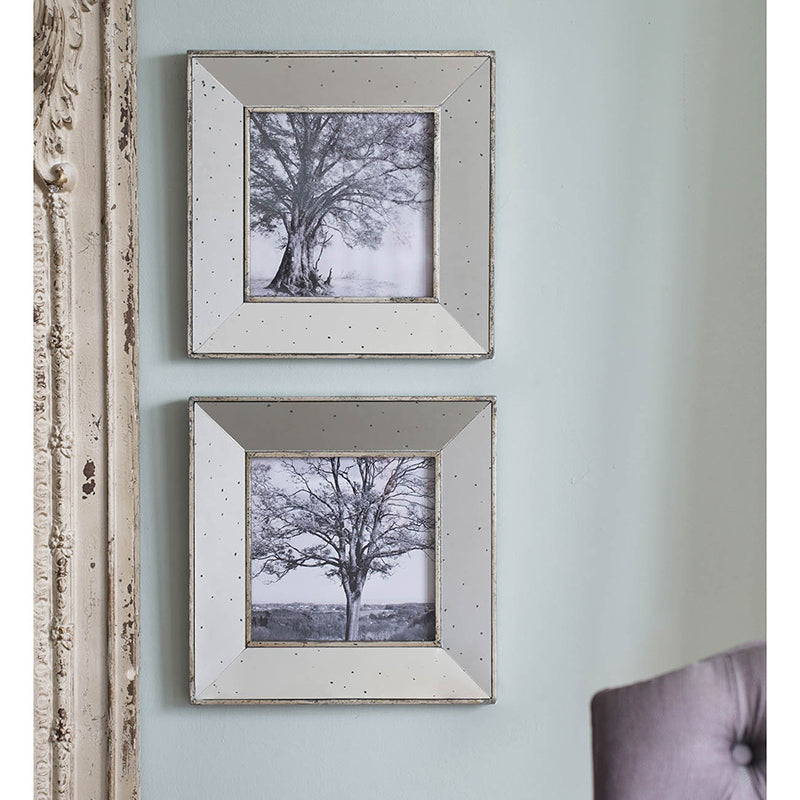 S/2 Vintage Silver Reflective Picture Frames, 15x15