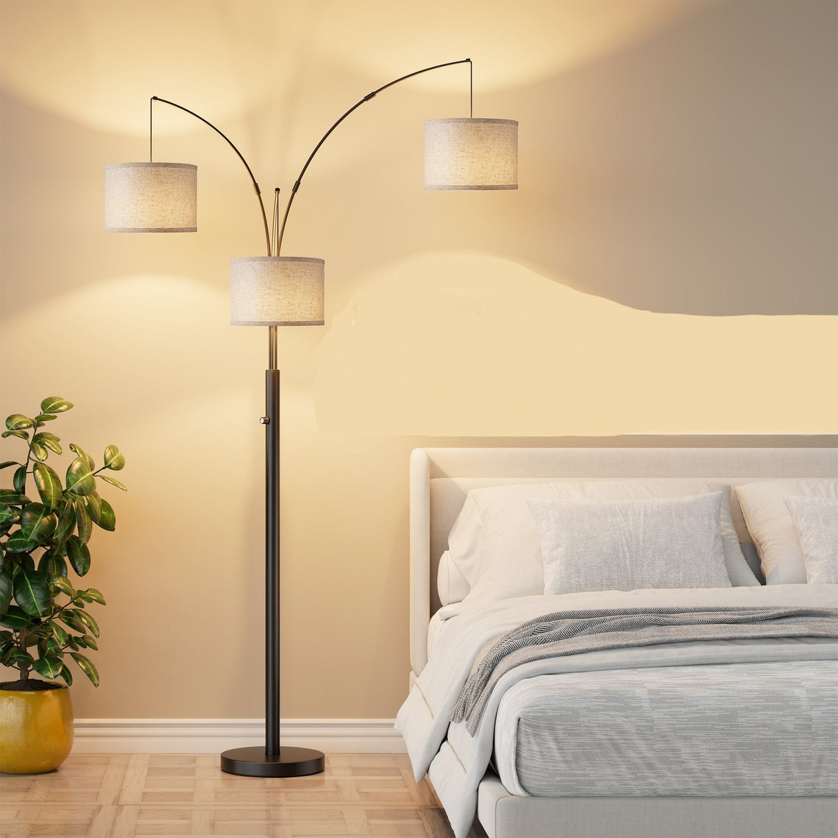 Three-Color Temperature & Dimmable Three-Head Floor Lamp