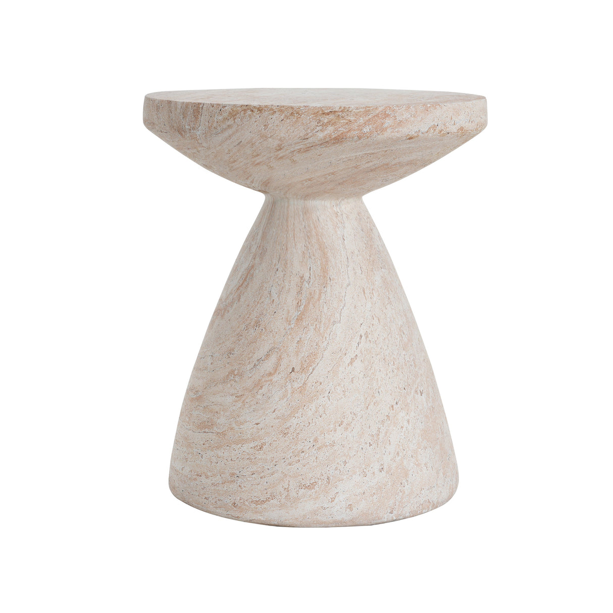 Elegant Travertine Finish Indoor/Outdoor Lightweight Concrete Side Table
