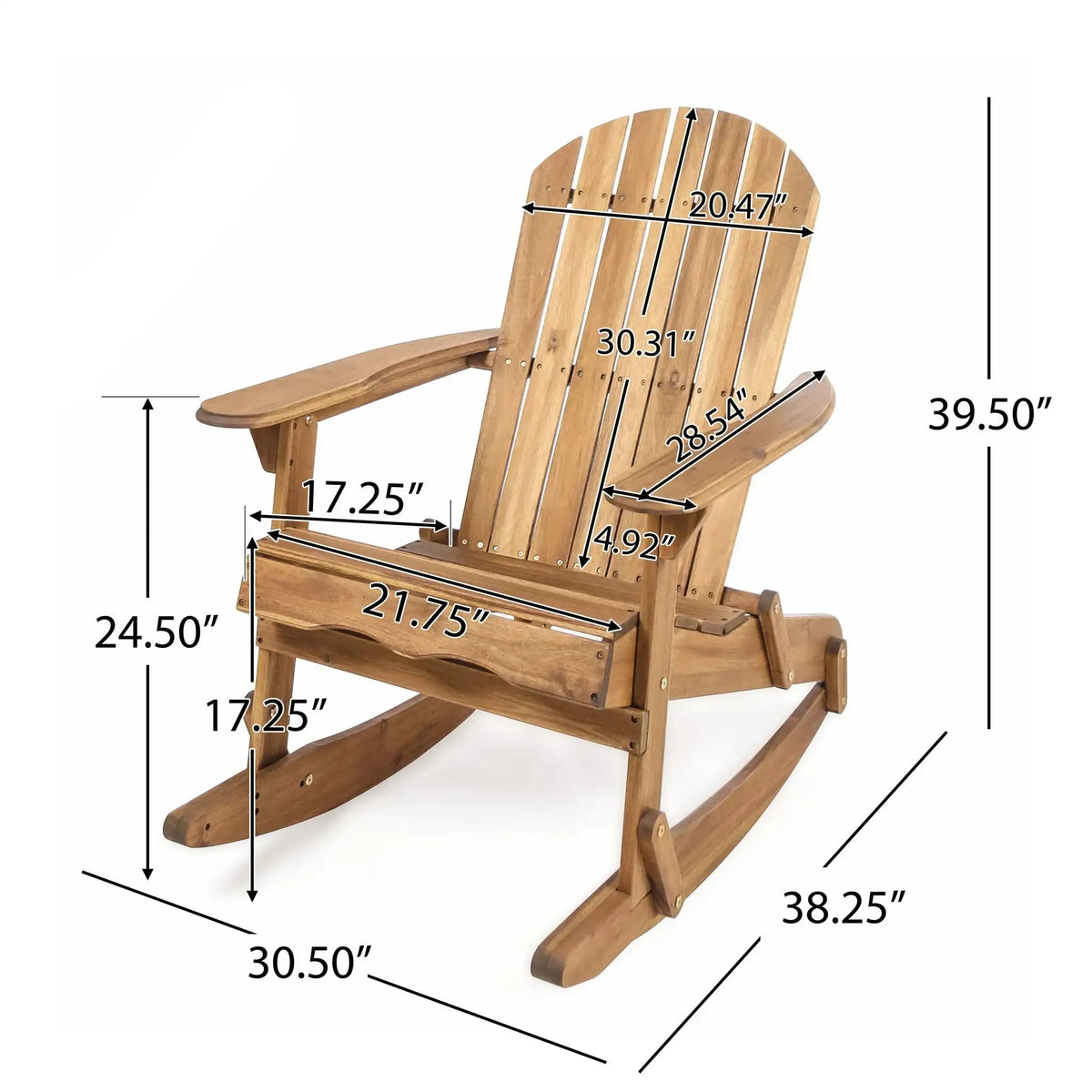 Outdoor Adirondack Rocking Chair With Hand Crafted Details