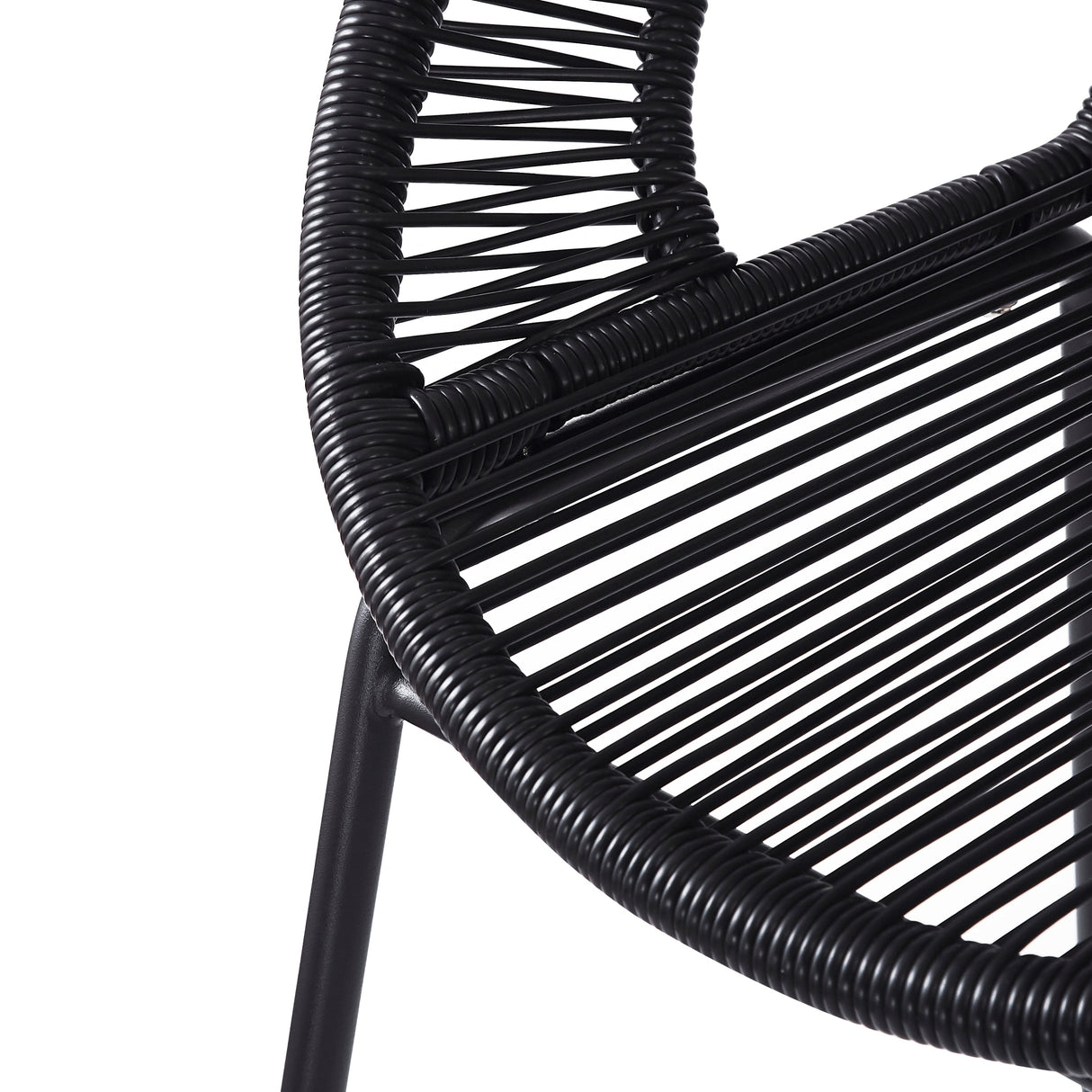 Ferrara Outdoor Patio Barstool Set of 2 - Black Faux Wicker PE Rattan with Iron Frame