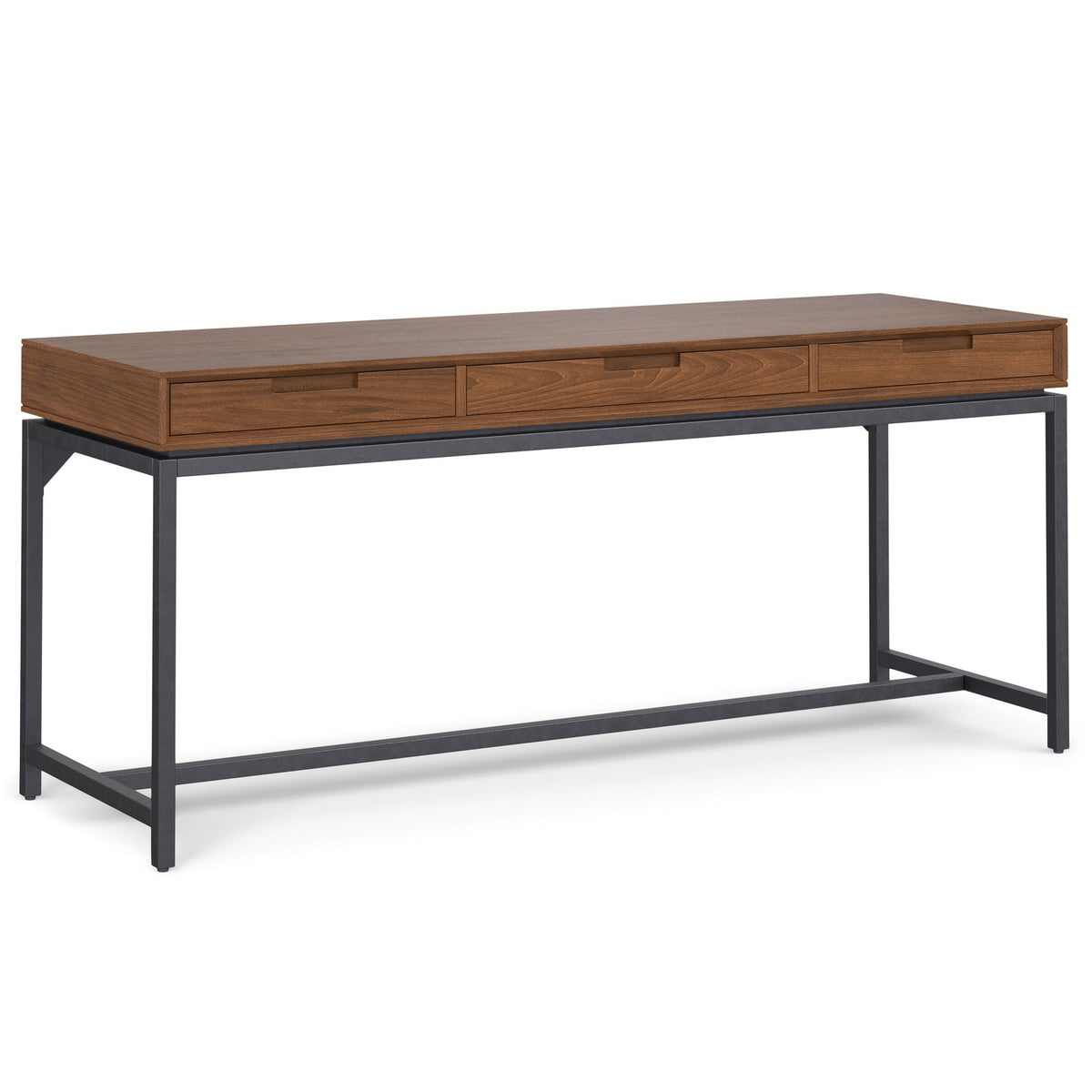 Mid Century Handcrafted Wide Writing Desk with Storage Drawers - Light Brown or Dark Brown