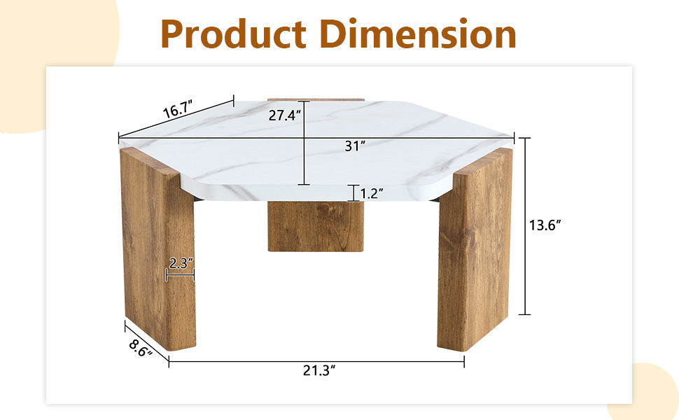 31-Inch Modern-Style Hexagonal Coffee Table