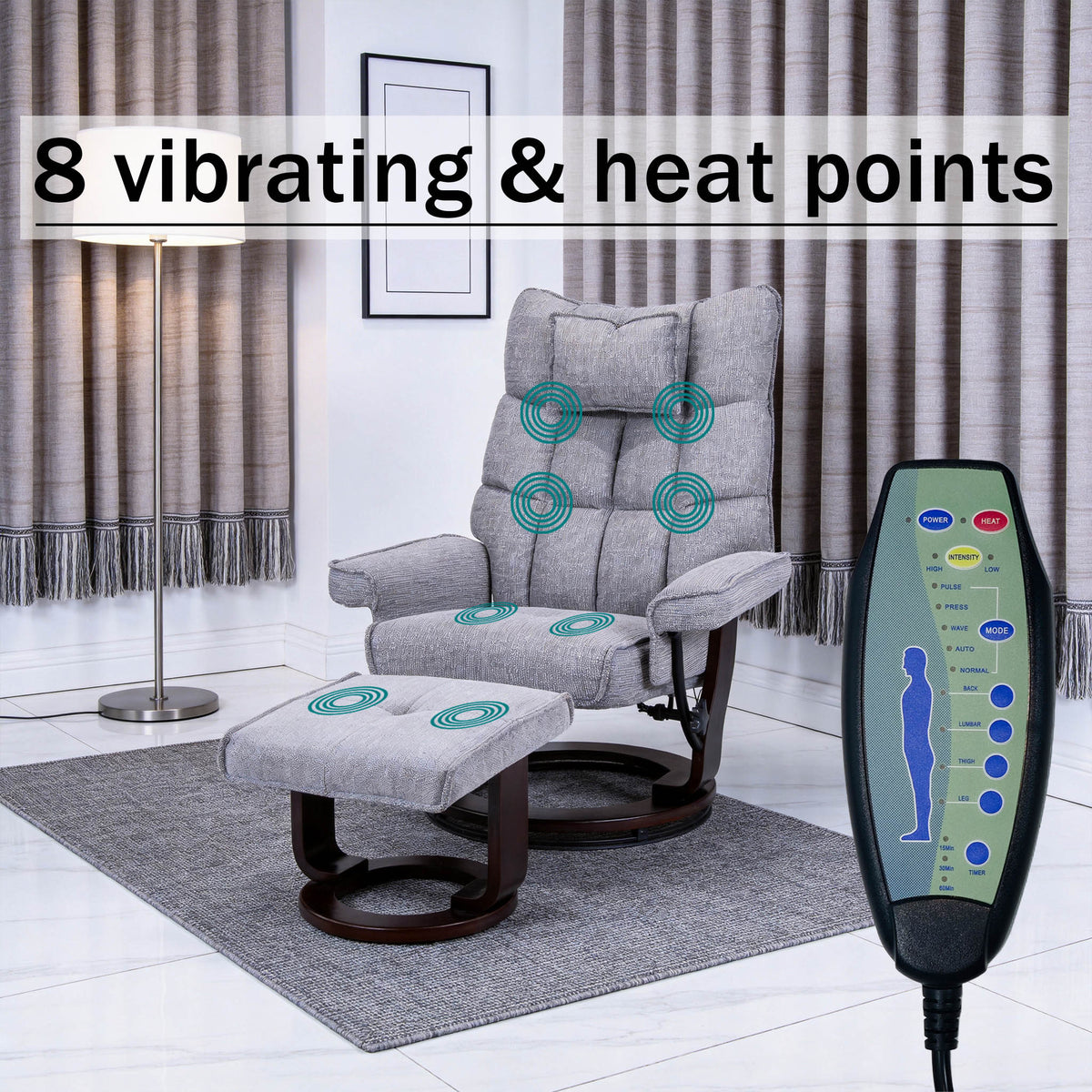8-Point Massage Recliner with Ottoman