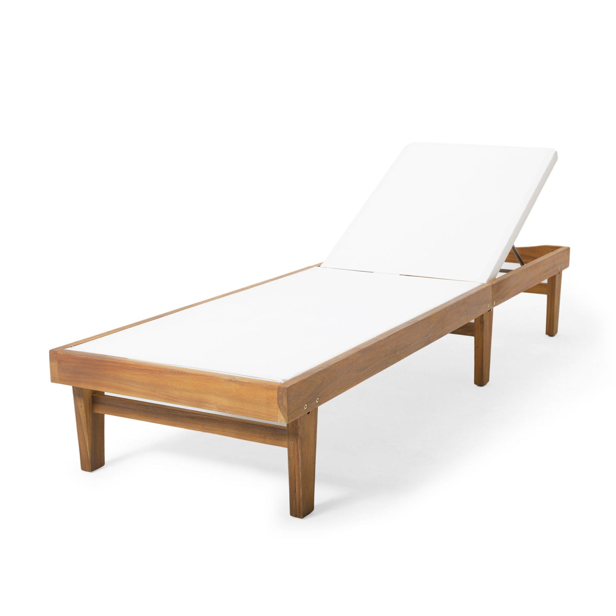 Outdoor Chaise Lounge with Acacia Wood Frame - White Teak