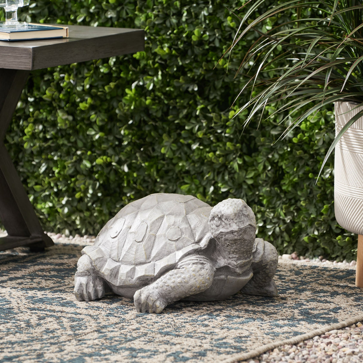 Turtle Decor Outdoor Turtle Statue in Dark Gray