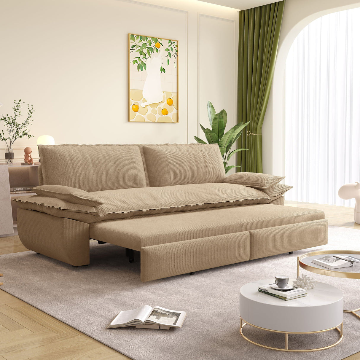Queen Pull Out Bed, 3 In 1 Convertible Sleeper Sofa