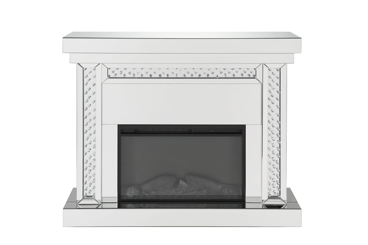 Nysa Mirrored & Faux Crystals Fireplace