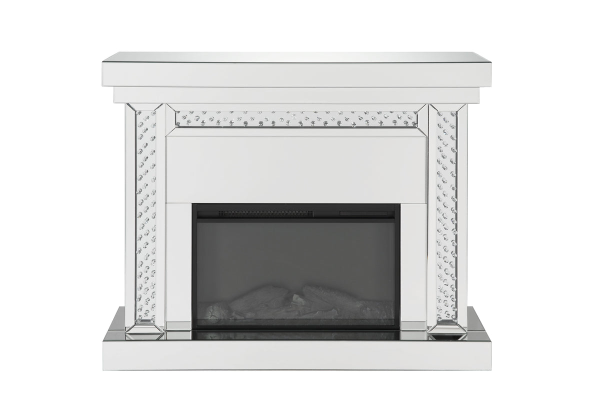 Nysa Mirrored & Faux Crystals Fireplace