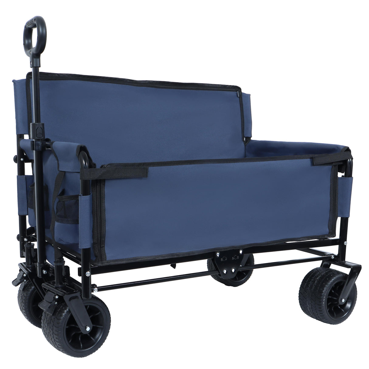 3-in-1 Convertible Folding Wagon Cart with Bench Seat & Storage