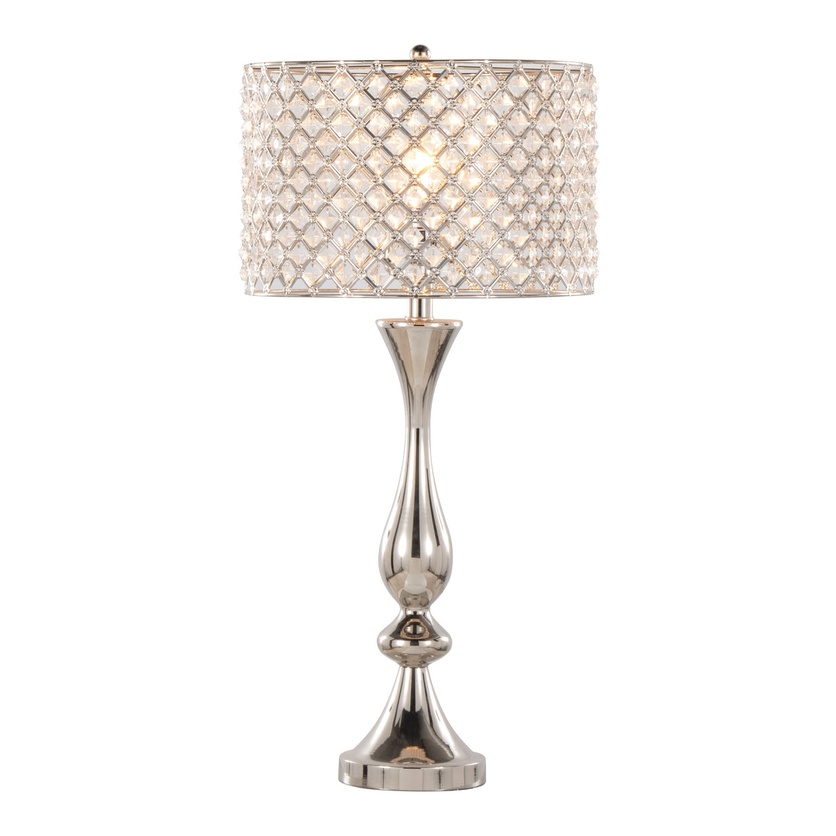 Topaz 27' Contemporary Metal Table Lamp in Polished Nickel with Clear K9 Crystal