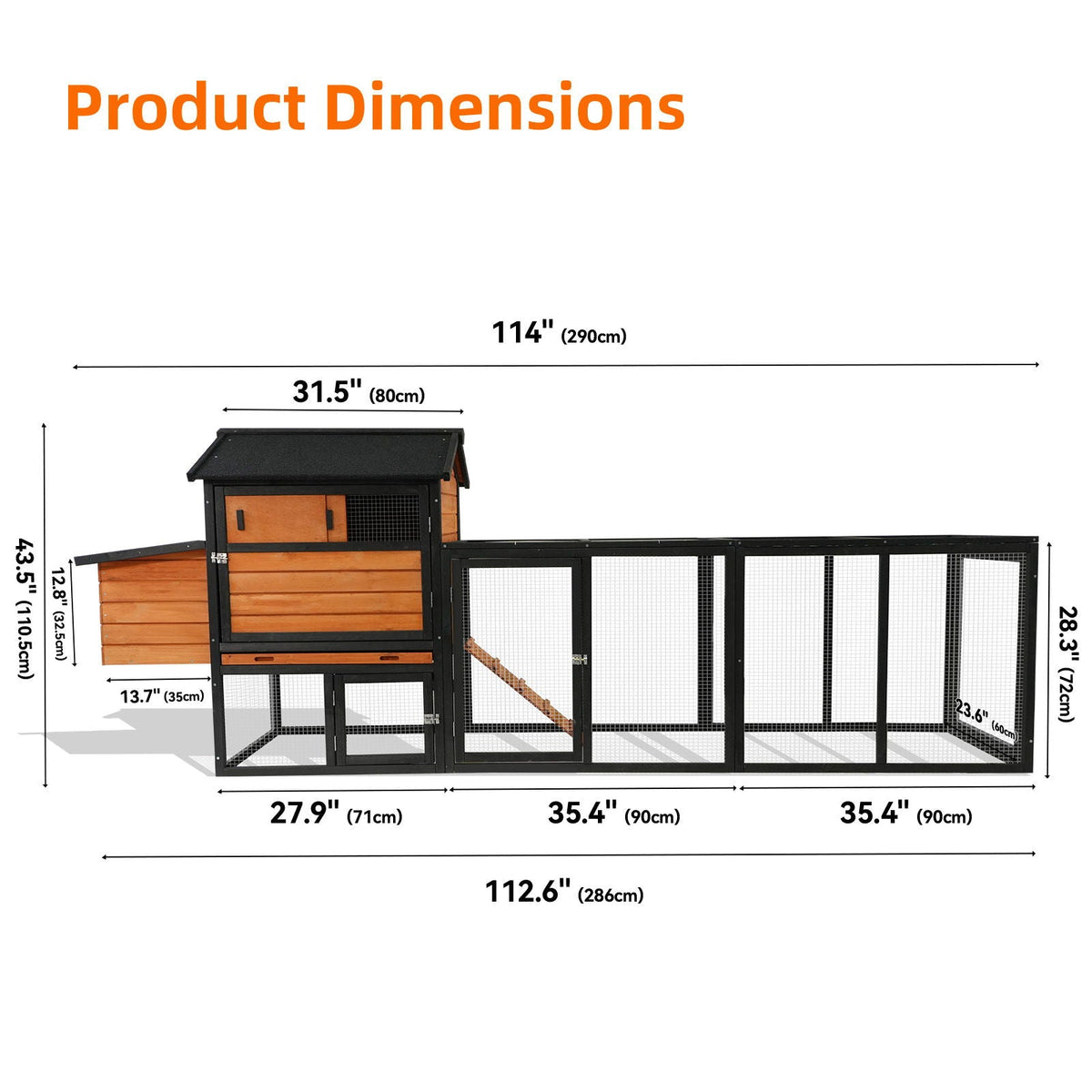 Chicken Coop With Run and Nesting Box - Multiple Sizes & Colors