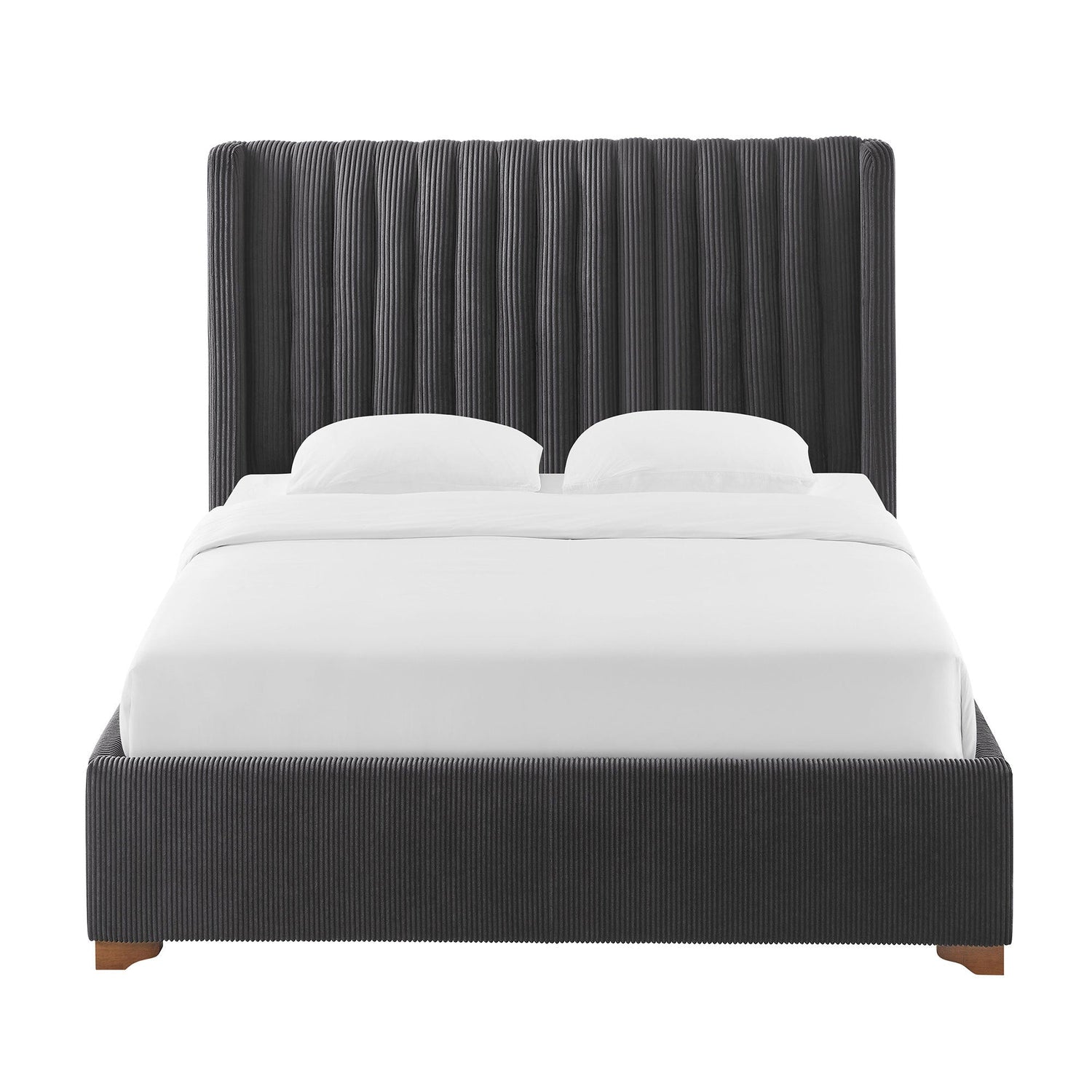 Corduroy Upholstered Wingback Bed Frame, No Box Spring