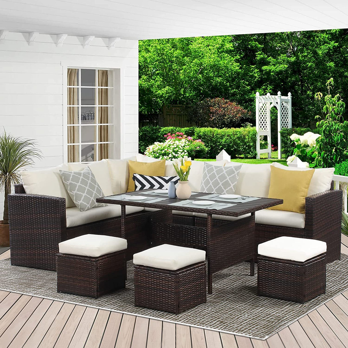 7-Piece-Outdoor-Wicker-Patio-Sofa-Set-with-Dining-Table-and-Ottomans-–-Ivory-Cushions-Outdoor-Furniture-Sets