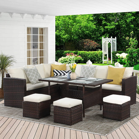 7-Piece-Outdoor-Wicker-Patio-Sofa-Set-with-Dining-Table-and-Ottomans-–-Ivory-Cushions-Outdoor-Furniture-Sets