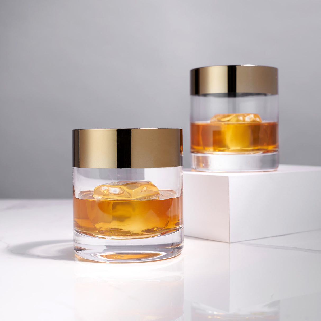 Irving-Crystal-Bronze-Rim-Rocks-Glasses-Viski®-Drinking-Glasses