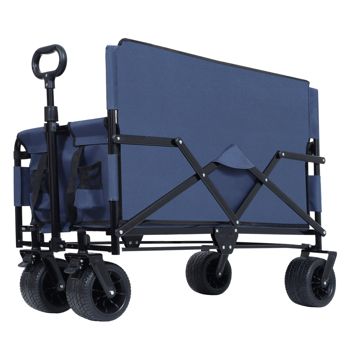 3-in-1 Convertible Folding Wagon Cart with Bench Seat & Storage