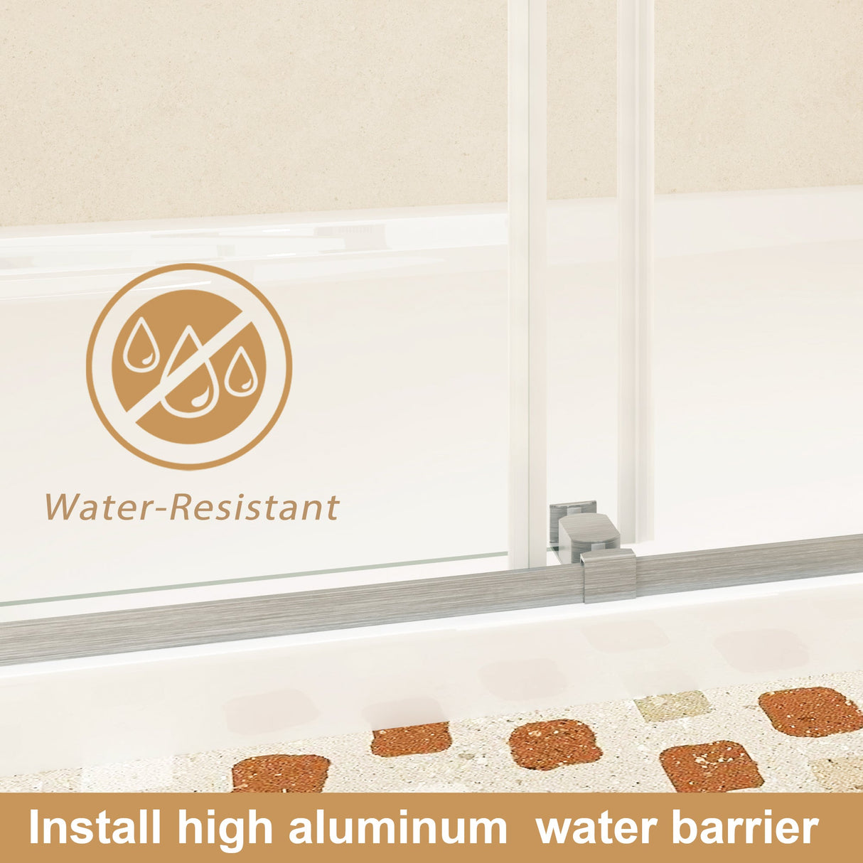 Frameless Sliding Glass Shower Doors 56-60" Width x 76" Height