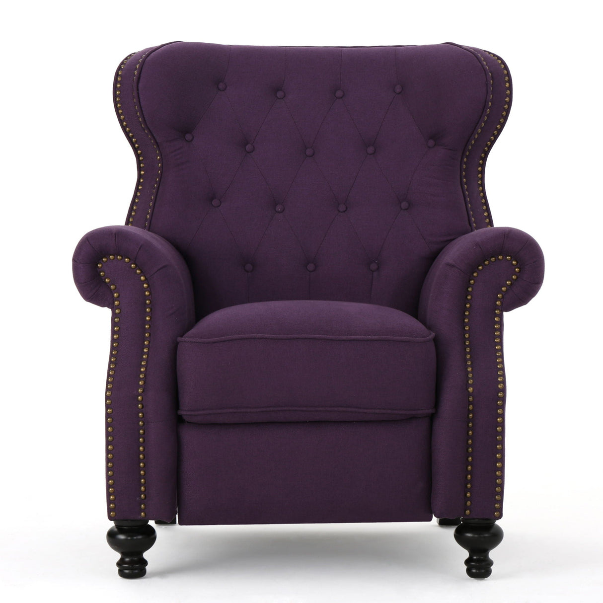 Accented Push Back Recliner Chair With Rolled Arms