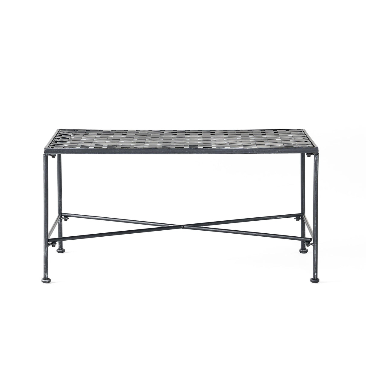 Luna Outdoor Iron Coffee Table - Black Brush Silver