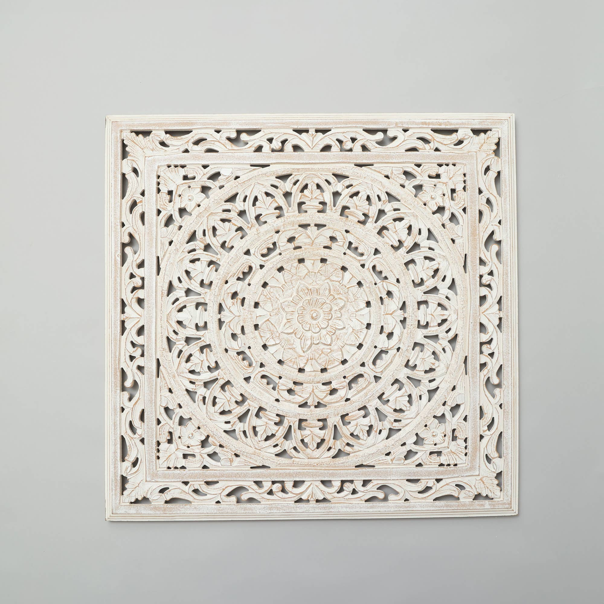 White Square Handcrafted Wooden Wall Decor – 36'x36'