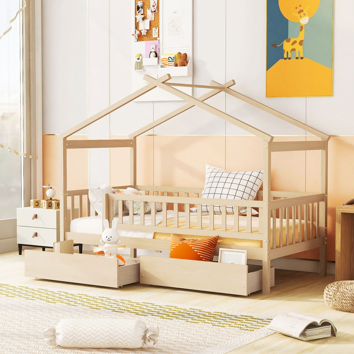 House Bed With 2 Drawers