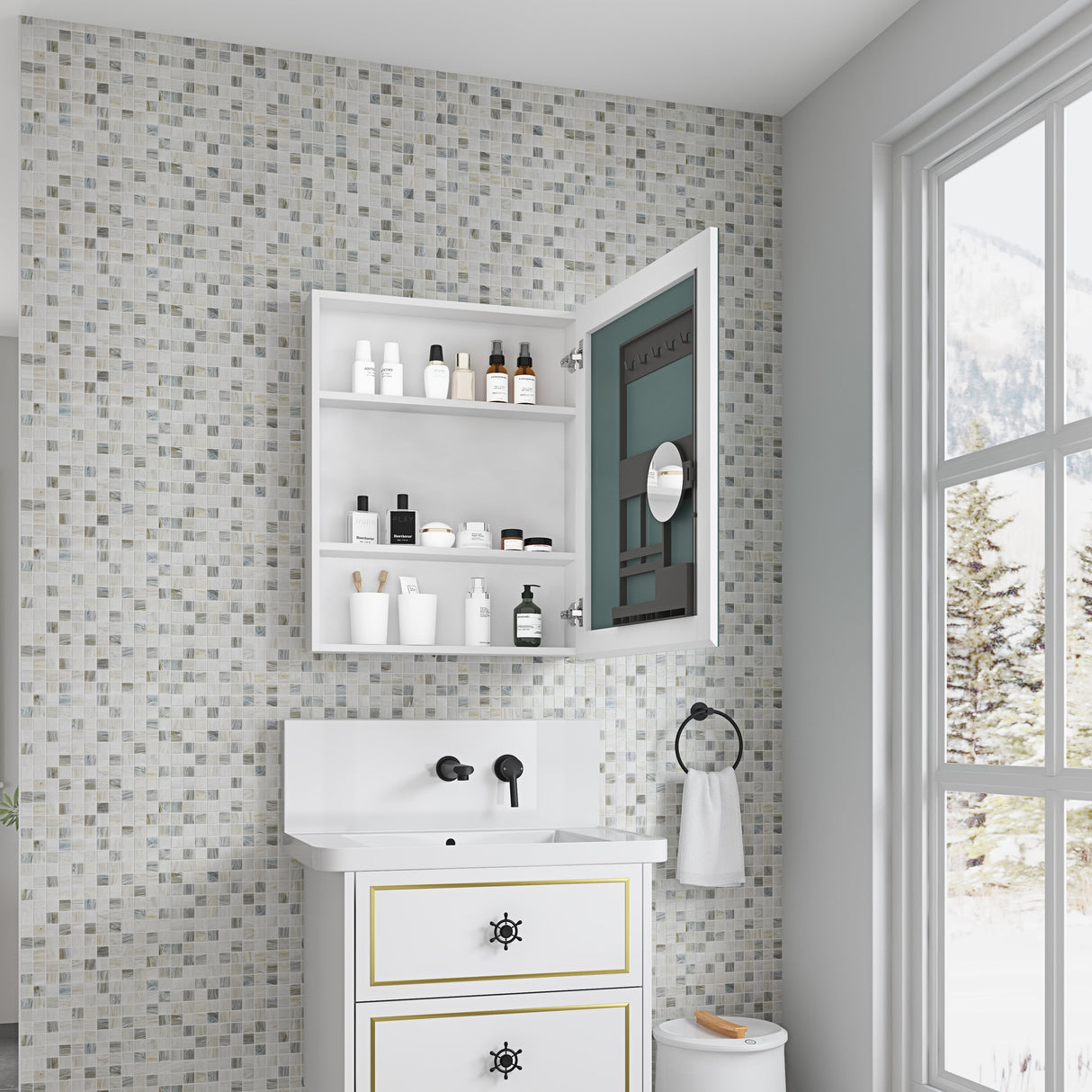 24'' W x 30'' H Surface Frameless Mirror Medicine Cabinet