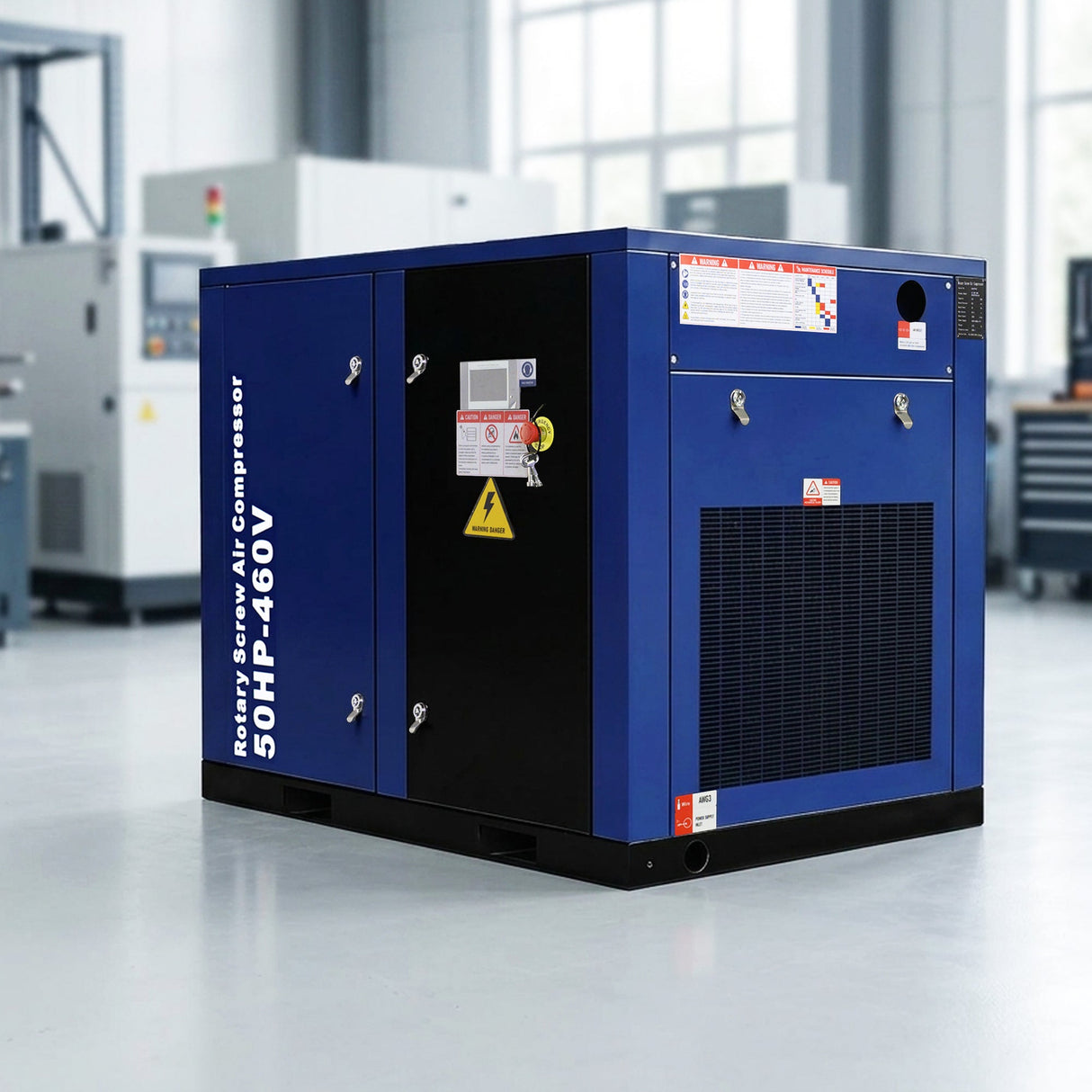 50HP Rotary Screw Air Compressor, 219CFM, 125PSI, 460V 3-Phase