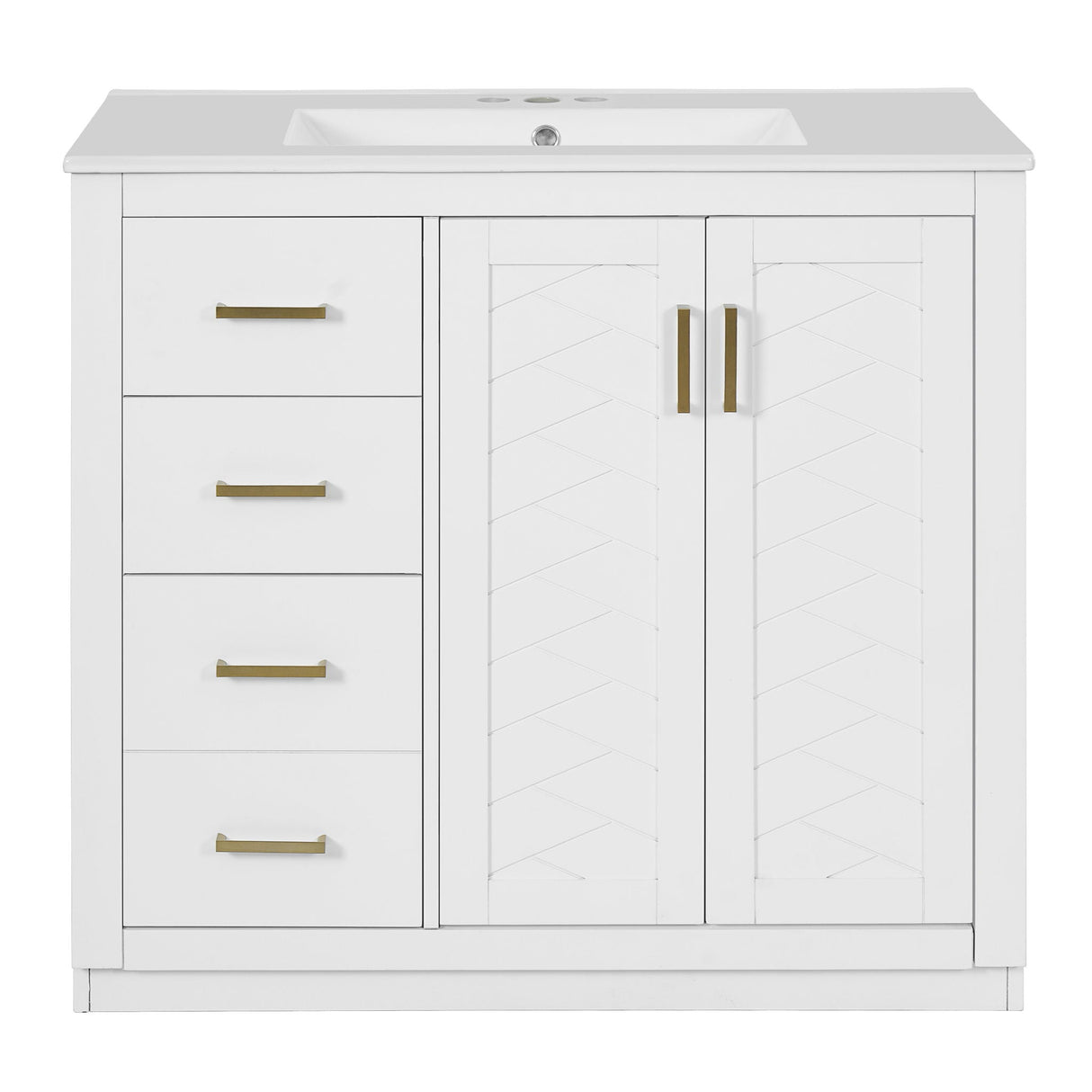Bathroom Vanity With Sink Combo, Storage Cabinet, Freestanding Set With 3 Drawers & Soft Closing Doors