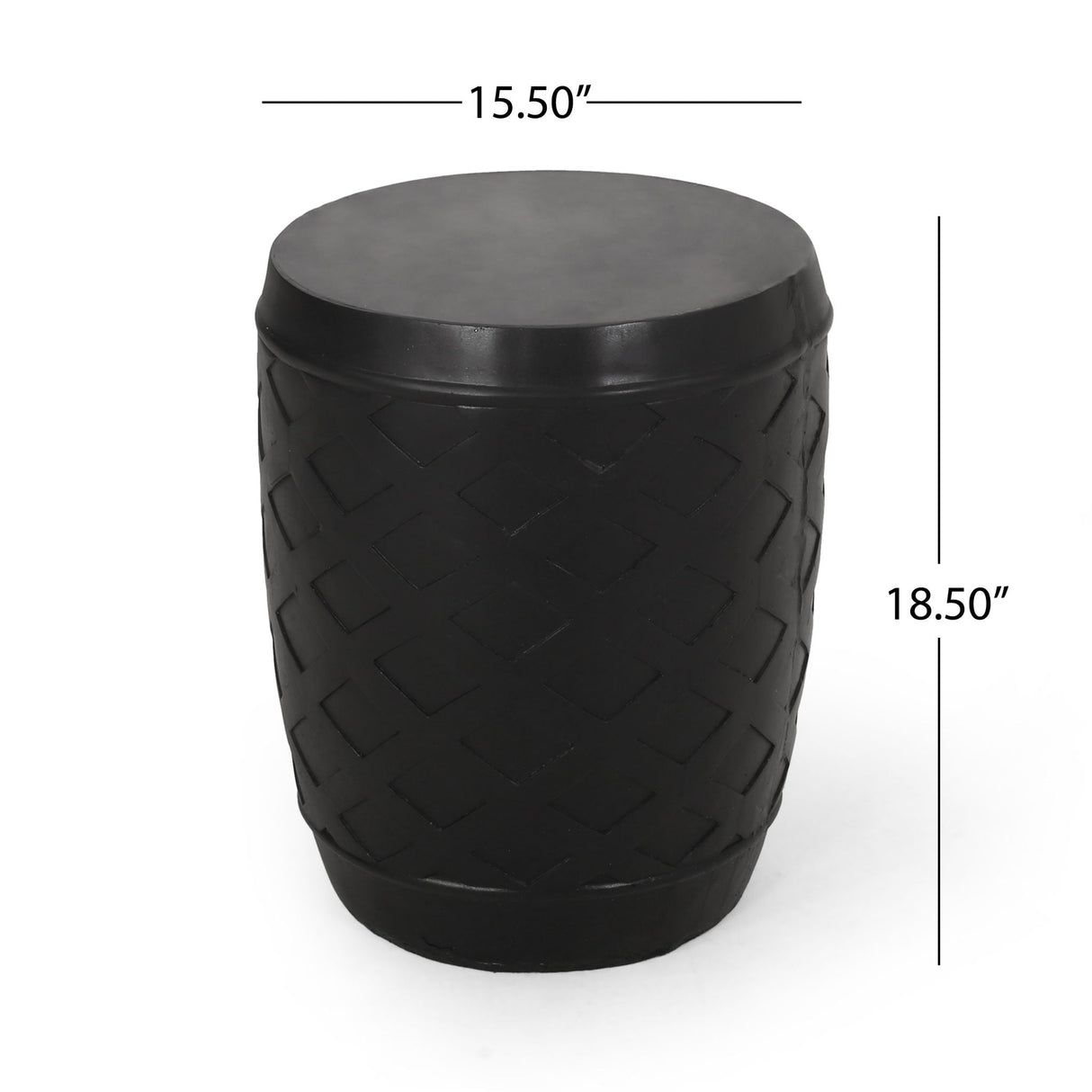 Outdoor Side Table with Lattice Design and Round Top - Black