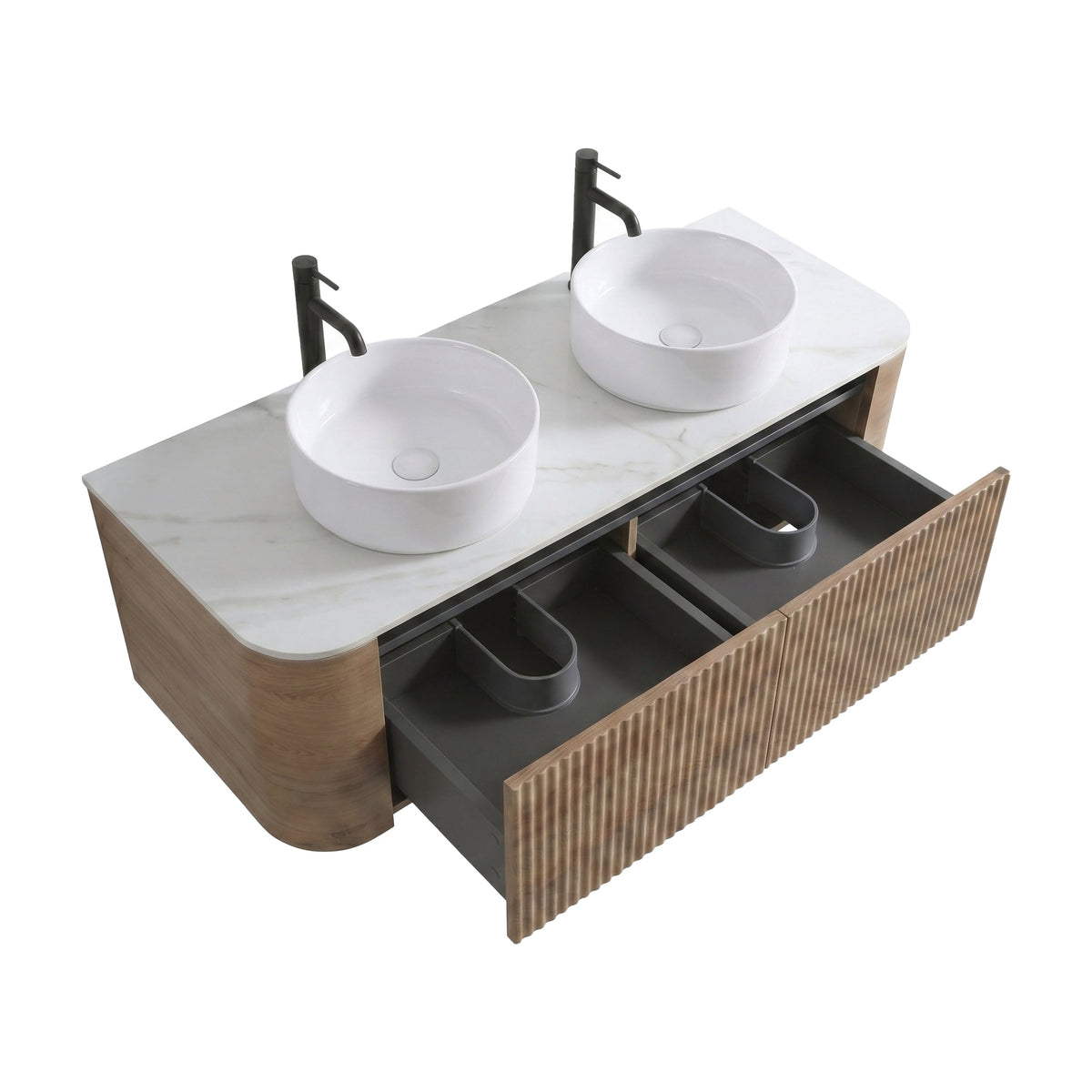 Erba 60 Inch Bathroom Vanity with Sink - Honey Oak and White
