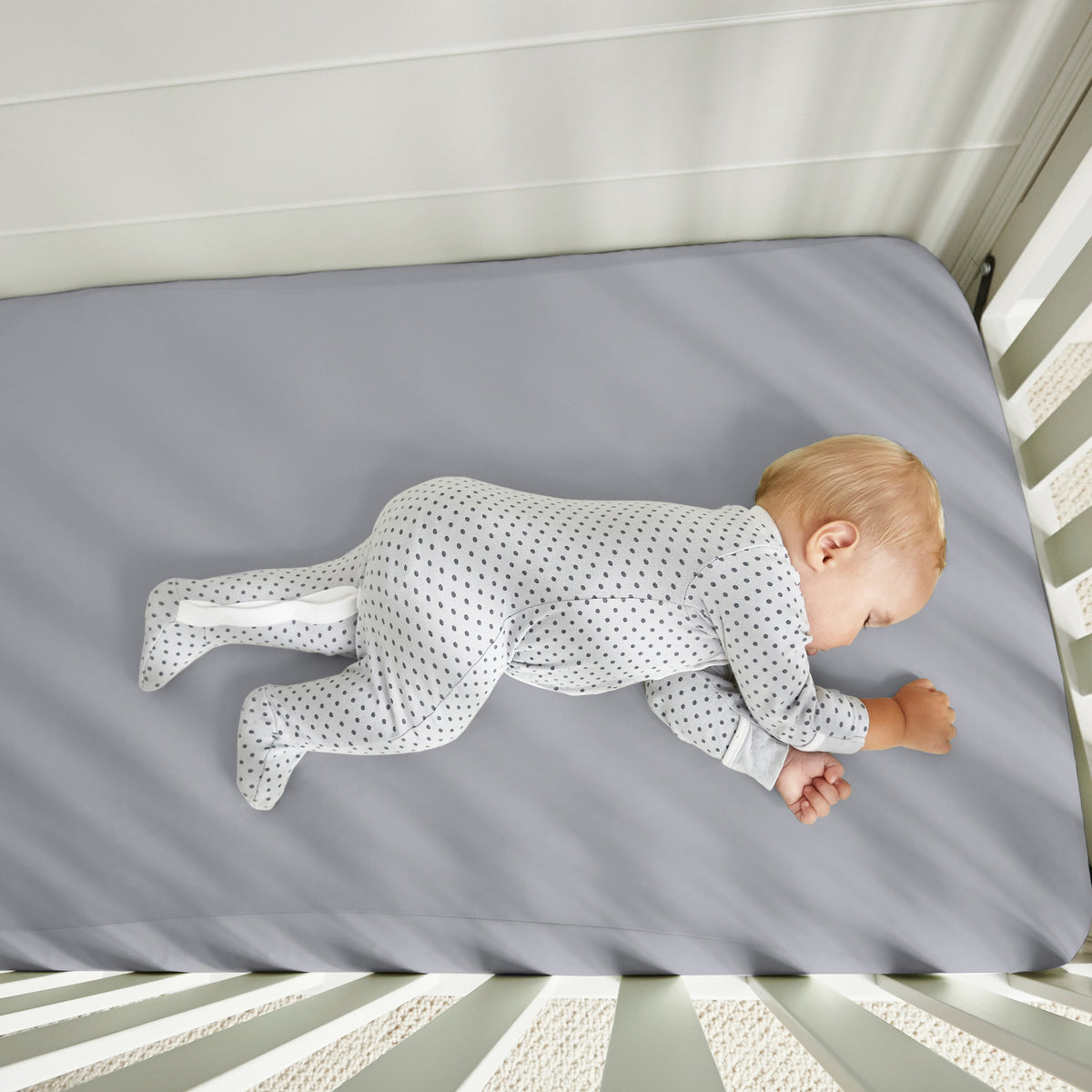 Hyper-Linen Crib Sheet with Powerband® - Light Grey