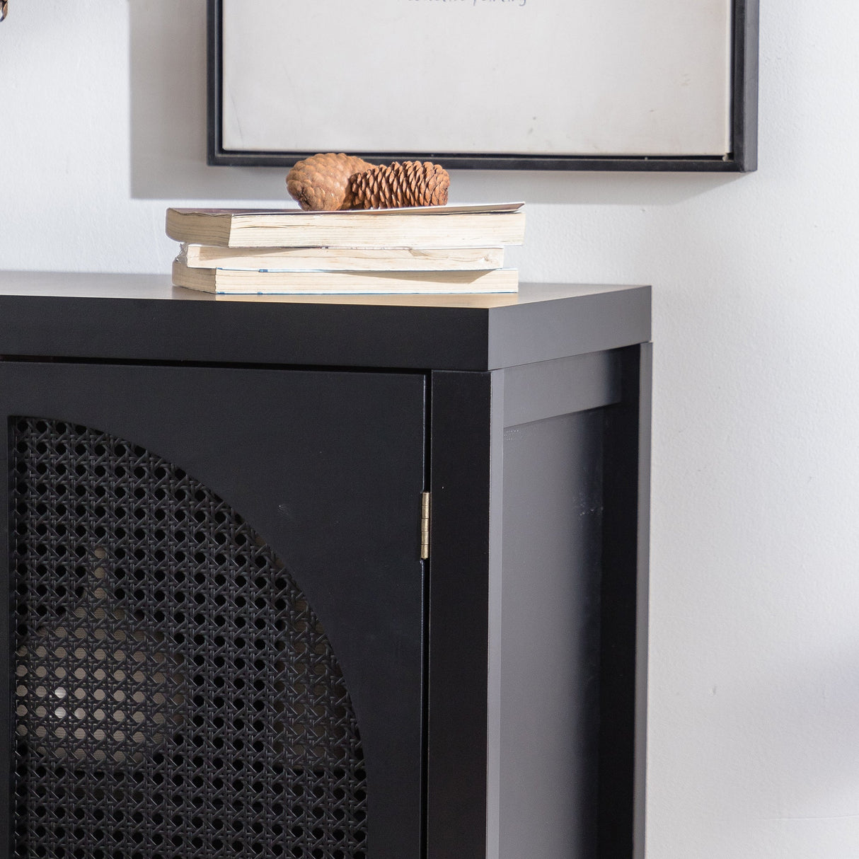 Black Accent Cabinet with 2 Doors 29 Inch Narrow Credenza