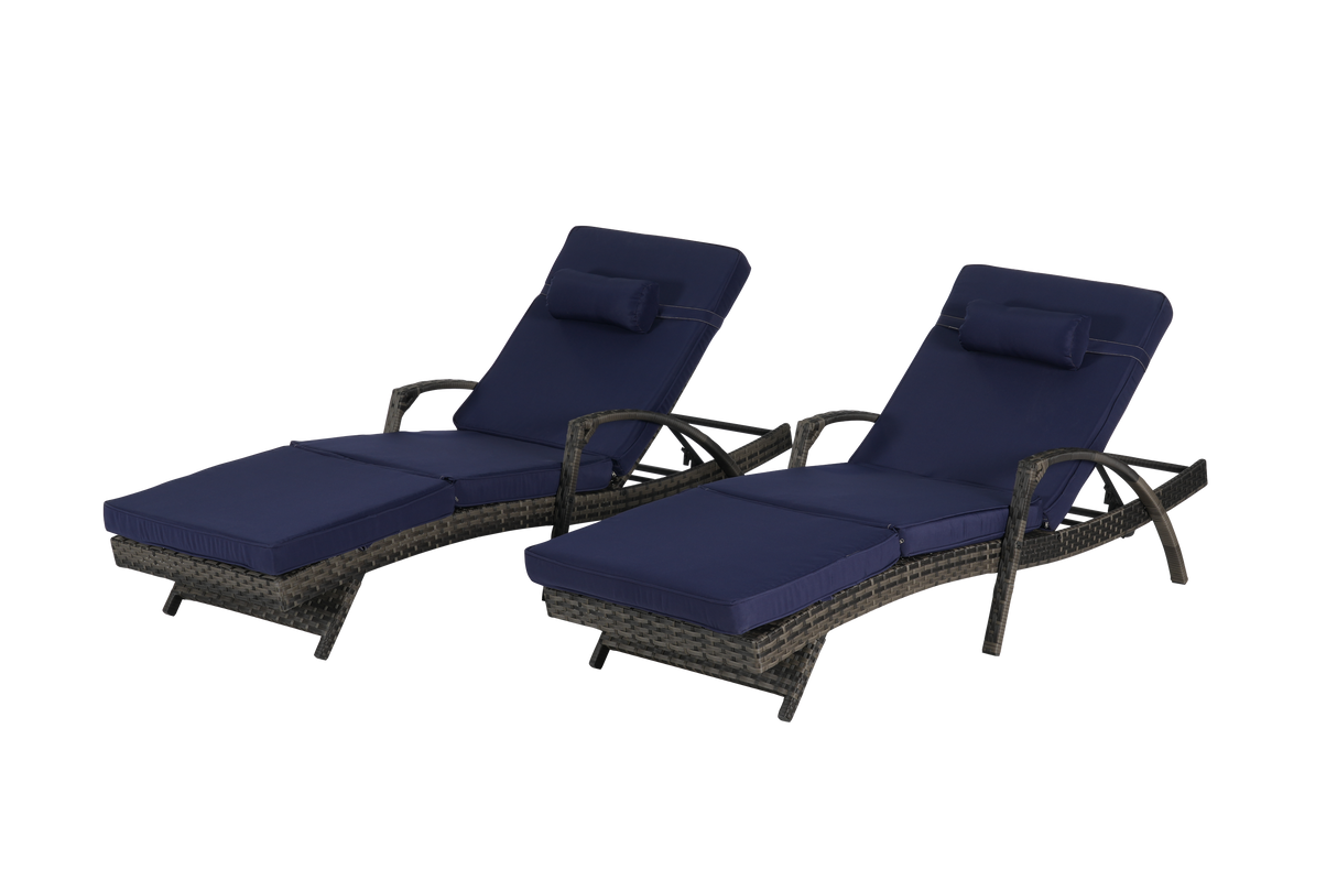 Outdoor Wicker Reclining Chair Set of 2 with Cushions