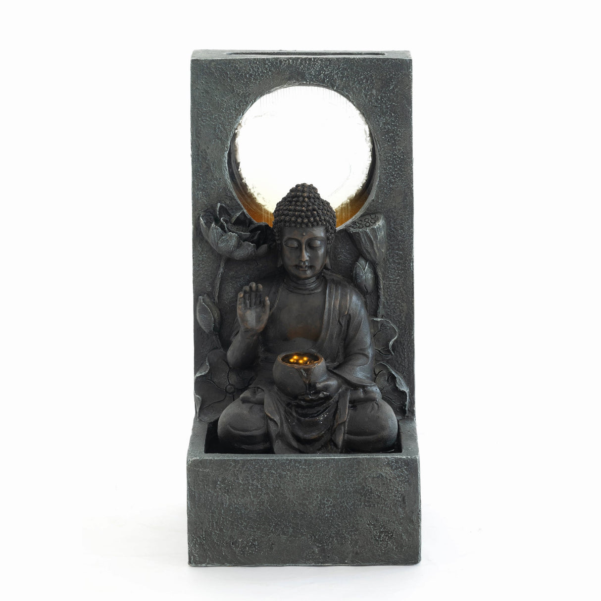 28" H Outdoor Buddha Waterfall Fountain