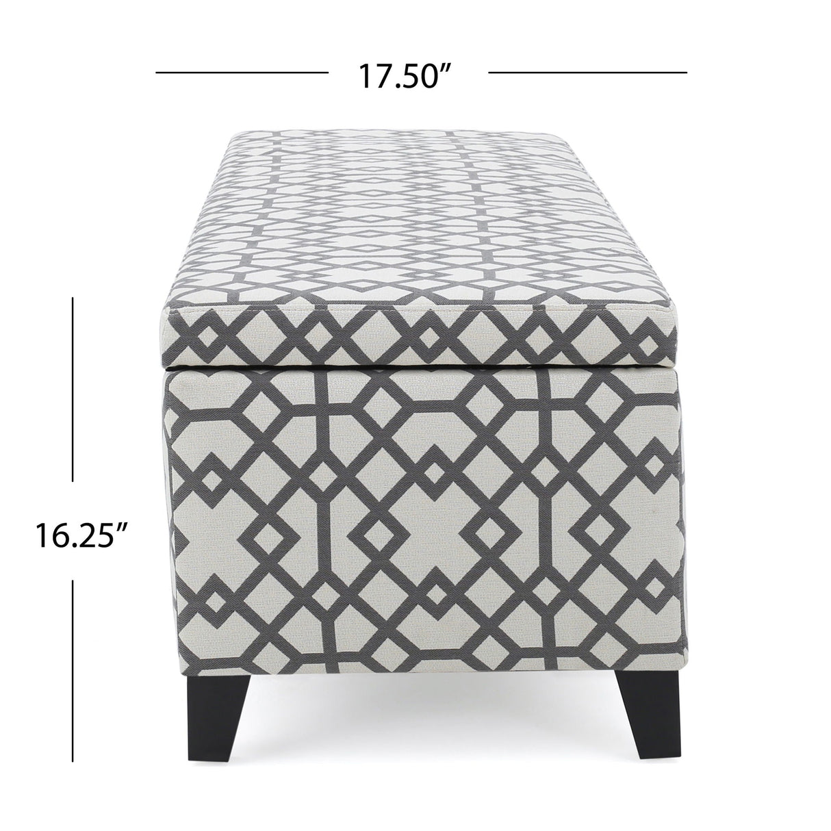 Quotient Upholstered Storage Ottoman With Tapered Block Feet - Gray / White