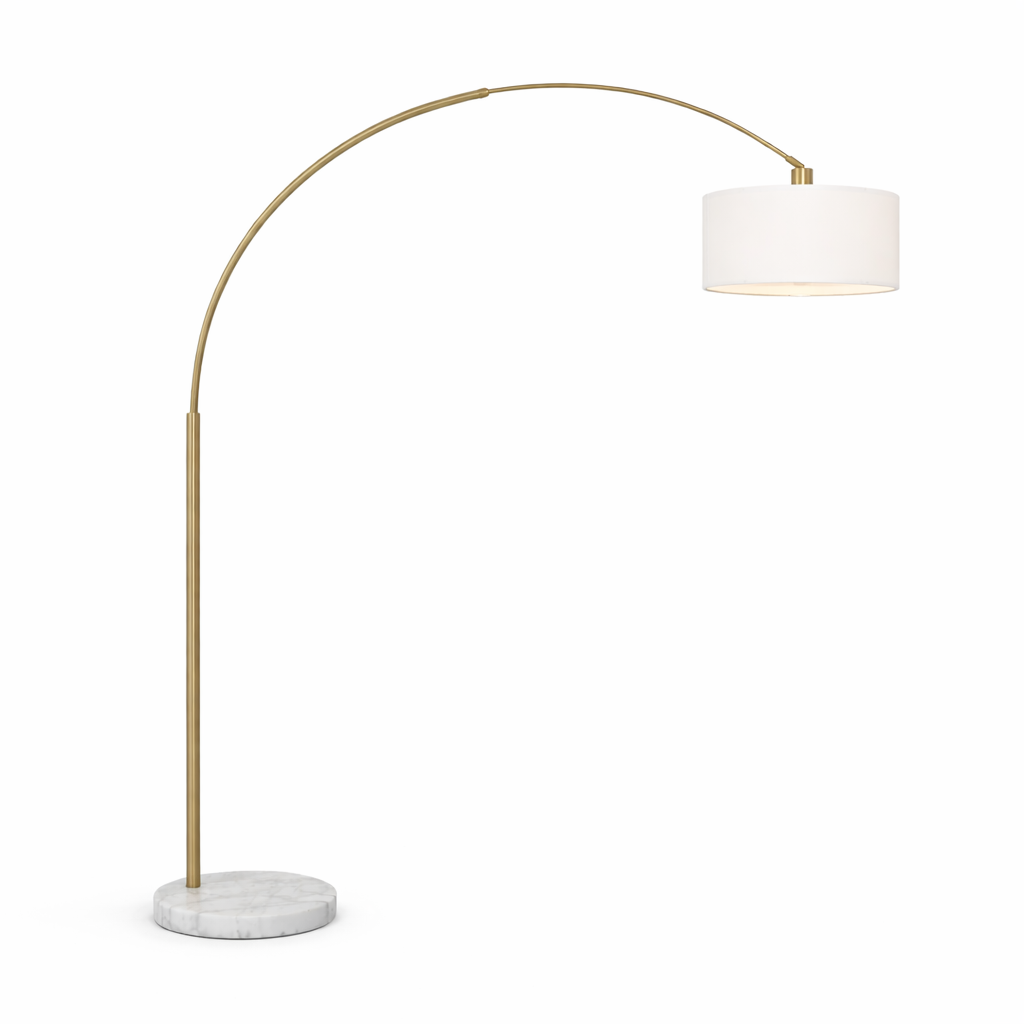 Ambient Arch Gold Brass Floor Lamp with Large Linen Shade
