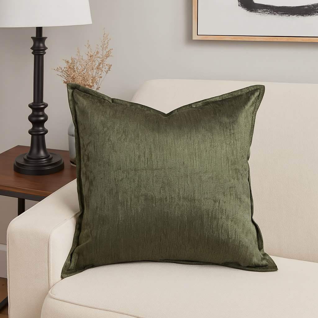 Velvet Throw Pillow – Deep Forest Green with Luxe Shine & Rich Texture